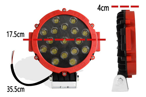  1 Faro 17 Led Red. Jeep 4x4 Off Road 7pul. Carcasa De Color Foto 6