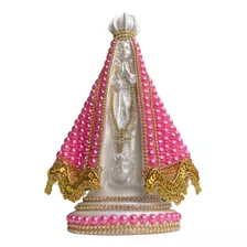 Nossa Senhora Aparecida 22cm Manto Perola Rosa Delicada