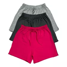 Kit 3 Shorts Bermudas Feminino Infantil Juvenil