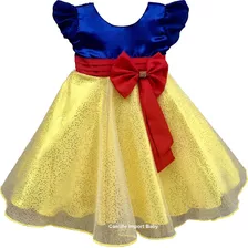 Vestido Infantil Branca De Neve Princesa Luxo Promoção