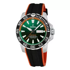 Reloj Festina F20662.2 Hombre The Originals/diver Verde Color De La Malla Negro/naranja Color Del Bisel Plateado