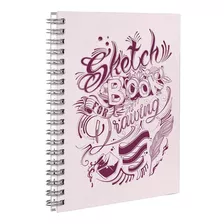 Sketchbook Caderno Desenho 100 Págs 50 Folhas 18x25cm 180g Tipo De Revestimento Tipo Couro Rosa Pink