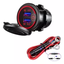 Tomada Usb Veicular 12/24v 2 Saídas Vermelho Sub. Acendedor