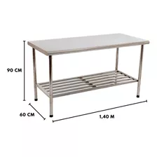 Mesa De Serviço Inox 140x60 Prateleira Grade Imeca