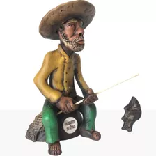 Boneco Pescador Artesanato De Barro - Produtos Do Sertão