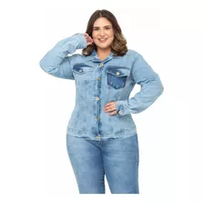 Jaqueta Jeans Claro Plus Size Feminina G1 G2 Botões