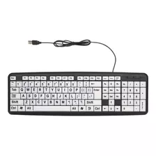 Teclado Con Cable Usb Con Teclas Blanco Grande Negro