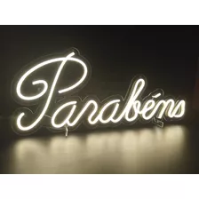 Kit 2 Placas Luminoso Neon De Led - Parabéns + 1 Número 50cm