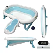 Bañera Para Bebe Plegable Con Soporte Reductor Azul