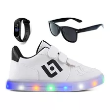 Tenis Infantil De Led Casual Escolar Meninos Oculos Relogio