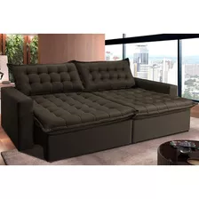 Sofá Retrátil Reclinável E Cama 2,15m Cama Inbox Flex Suede Velusoft Café