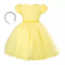 Vestido Infantil Bebê Batizado Daminha Realeza Tiara Luxinho