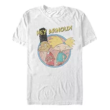 Nickelodeon Mens & Tall Hey Arnold Camiseta, Blanco, Grande 