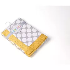 Bacati Grey Ikat Dots With Border Plush Blanket, Gray/yellow