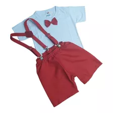 Kit Roupinha Do Mickey Menino Camisa + Shorts + Suspensório