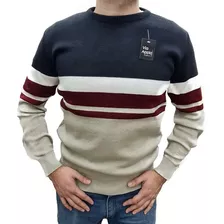 Sweater Hombre Combinado Cuello Redondo Abrigado Premium