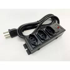 Régua 20a - Microondas, Airfrier, Forno Com Tomada Parede Cor Preto 127v/220v