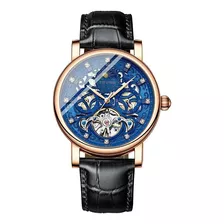 Reloj Tevise T867d, Cuerda Automática Moon Phase Cuero