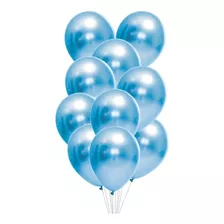 Balão Metalizado Azul Cromado 12 Polegadas 30cm 25 Unidades
