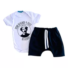 Conjunto Bebê Menino Com Bermuda E Body Estampa Divertida