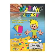 Papel Colorido Offpinho Lumi A4 5 Cores 45 Folhas