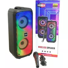 Parlante Soonbox Bluetooth 10w 4'' Usb Sd Fm Rgb +micrófono