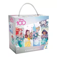 Rompecabezas 4 En 1, Disney 100, Aniversario Princesas 60 Pz
