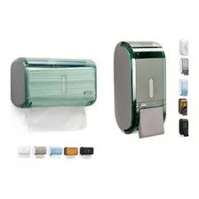 Kit Dispenser Porta Papel Toalha E Saboneteira Liquido Verde