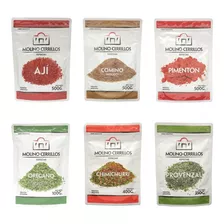 Kit 6 Especias Pimenton Aji Comino Oregano Chimi Provenzal