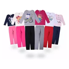 Kit De 12 Roupas Infantil Menina 6 Blusas Longa + 6 Calças