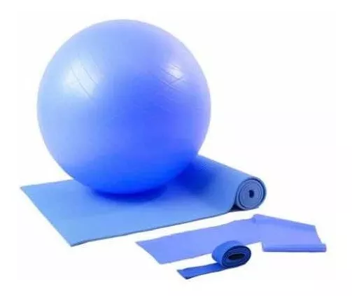 Kit Treino Yoga Com Bola Suíça Azul Wct Fitness 500102
