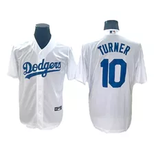 Camiseta Casaca Baseball Mlb Dodgers Blanca Tunner 10 - Xxl