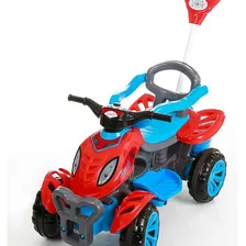 Quadriciclo Carrinho Infantil Empurrador Andador Maral Cor Vermelho C/ Azul