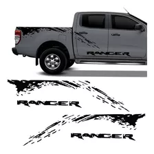 Kit Faixa Nova Ford Ranger 2013/2019 Adesivo Lateral Preto