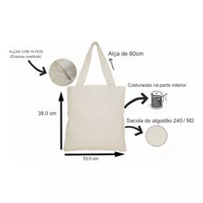  Kit 2 Sacolas Ecológica 33x39 Ecobag 100% Algodão Cru