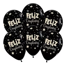 Pack 6 Uds Globos De Látex Con Frase Feliz Cumpleaños E