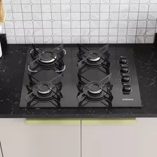 Cooktop 4 Bocas A Gás Itatiaia Electra Glass Com Mesa De Vidro E Acendimento Superautomático Preto Bivolt