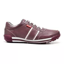 Sapatênis Casual Conforto Couro Vermelho 3004