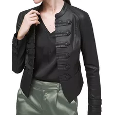 Chaqueta De Mezclilla Revestida Estilo Militar Madyrose