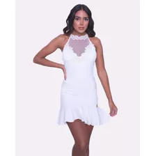 Vestido Miss Misses Peplum Gripir Offwhite