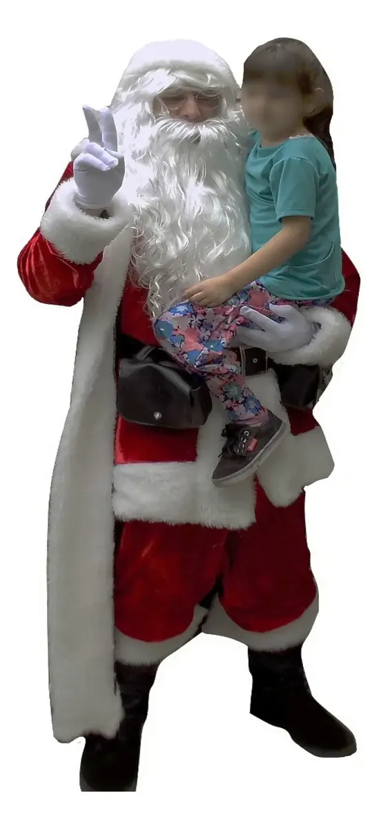  Disfraz  Papá Noel Santa Traje Premium Barba Peluca Rojo