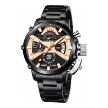 Reloj Hombre Megalith 8219 Cuarzo Pulso Negro En Acero