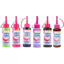 Kit 5x Tinta Para Camisa Tie Dye Acrilex Aquarela Silk