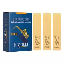 Kit Com 3 Palheta Para Sax Alto - Rigotti Gold 