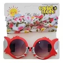 Set De Lentes Zorro Con Cintillo De Flores Bebe Y Niña