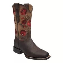 Bota Vaquera De Rodeo Con Flores Bordadas Felipa