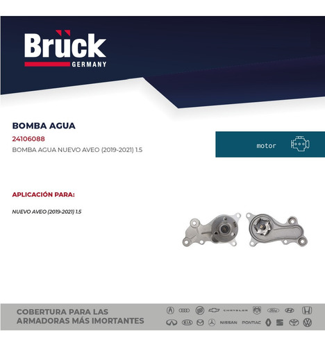 Bomba Agua Chevrolet Aveo 2018-2020 1.5 Lts Bruck Germany Foto 5