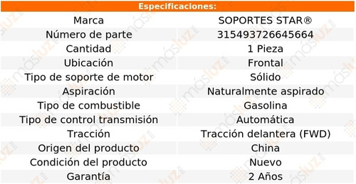 1) Soporte Motor Del Ford Aspire 1.3l L4 94/97 Soportes Star Foto 2