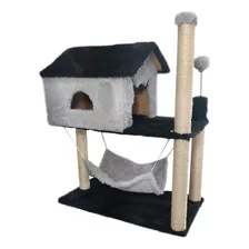 Arranhador De Gatos Brinquedo Casinha Rede 2 Andares Grande