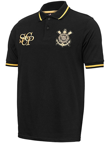 Camisa Corinthians Polo Ouro Plus Size Masculina Oficial